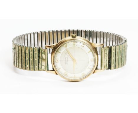 A gent's 9ct gold cased Rotary wristwatch, diameter 32mm, gold plated flexi strap.