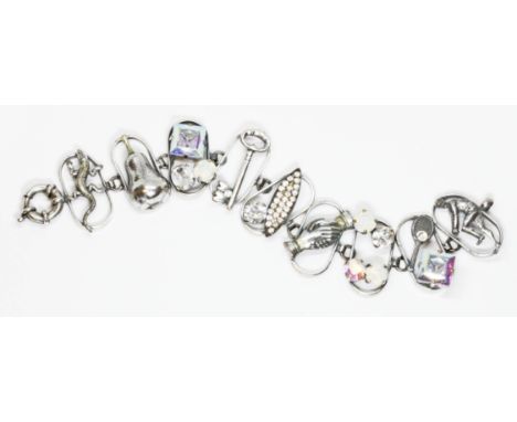A vintage Ermani Bulatti white metal bracelet set with coated stones, length 19cm.