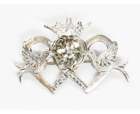 A Scottish silver Luckenbooth brooch set with a pale citrine, hallmarked; sponsor 'DB' (Hamish Dawson-Bowman, Celtic Art Indu