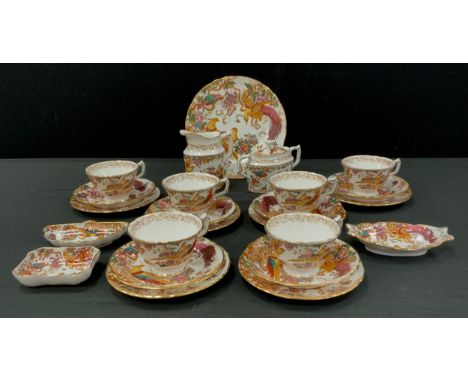 A Royal Crown Derby Avesbury pattern tea set, for six inc milk jug, sucrier and cover, cups, saucers etc, mostly firsts. 