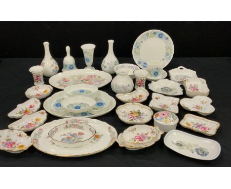 Royal Crown Derby Posies pattern trinket dishes, vases, etc assorted shapes , Wedgwood trinket ware vases, oval platter, bud 