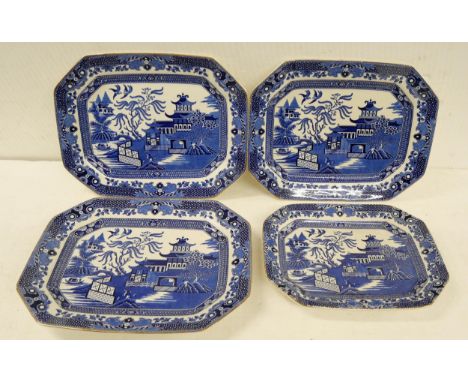 A set of four Burleigh ware blue Willow pattern serving dishes 