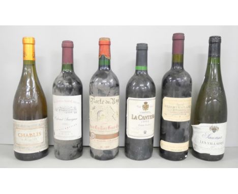 Four bottles of red wine including 1994 Saint Emilion Grand Cru and 1990 Bordeaux Reserve claret, together with two bottles o
