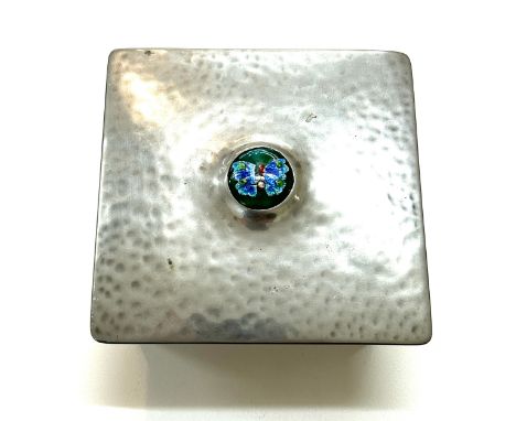 Antique art  nouveau Tudric pewter and enamel trinket box marked 0126, approximate size 10 x 10cm