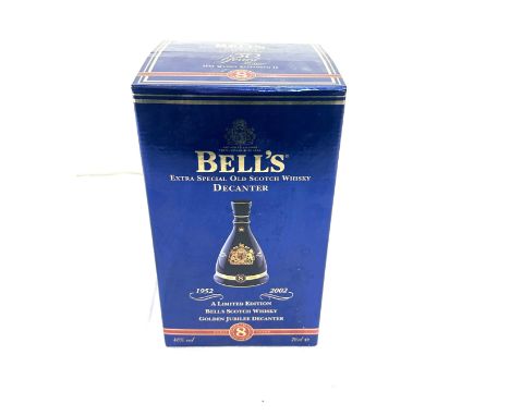 Bell's Celebrating 50 Years Reign HM Queen Elizabeth II Extra special old Scotch whisky decanter sealed with original box- bo