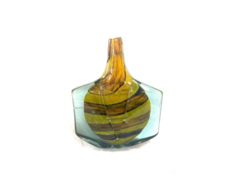 1970s Medina glass large fish head axe vase, un signed 9 inches tall