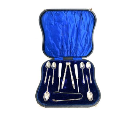 Antique silver plated apostle nut cracker set 