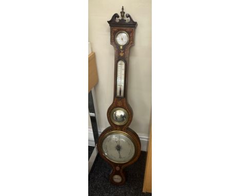 Vintage inlaid barometer, J Long Tiverton 