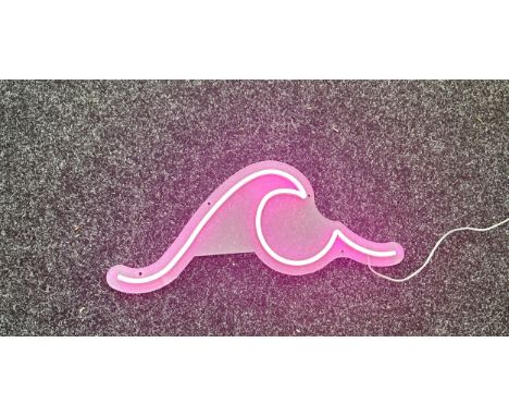 Neon beach light up wave pink neon light, complete working order measures approximately 