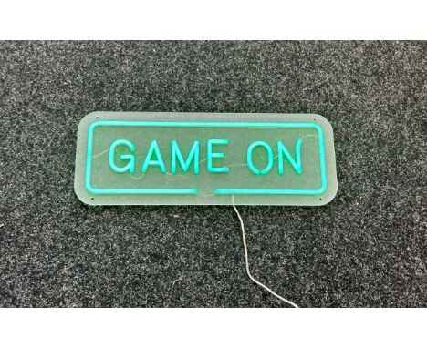 Neon beach light up "game on" green neon light, complete working order measures approximately 20 inches by 7.5 inches