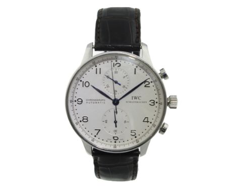 IWC - A gents stainless steel  Automatic IWC Portuguese Chronograph wristwatch, model IW371446, numbered 2952396, dial is cle