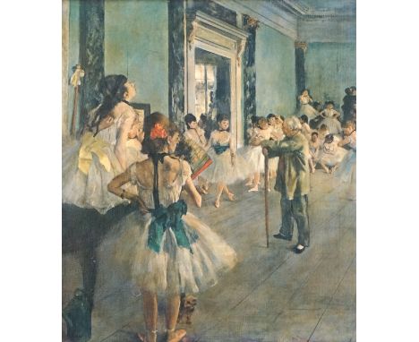 After Edgar Degas (1834-1917), oleograph on canvas, 'The Class', 48 x 42cm, ornate frame
