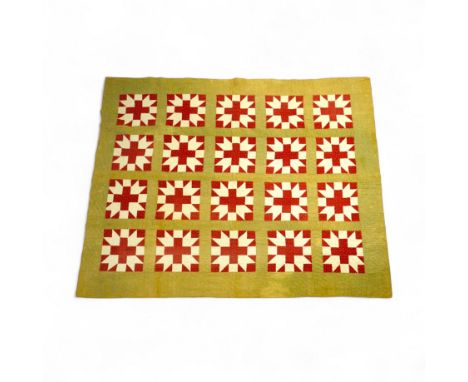 A late 19th century American, York County patchwork quilt, a similar pattern to Wild Goose Chase. Hand pieced and hand quilte