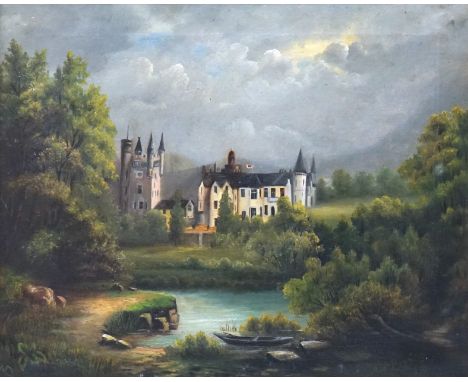 19th century, English School, oil on canvas, French chateau, unsigned, Reeves &amp; Sons stamp to canvas verso, unsigned, 42 