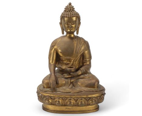 Chinese gilt-bronze seated Buddha, height 40cm 