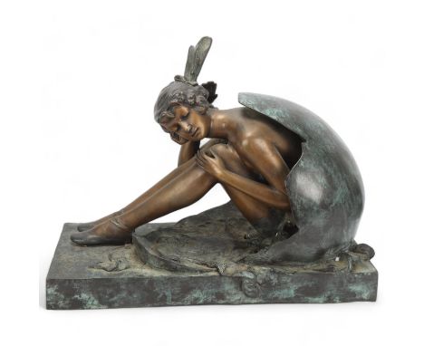 After Bruno Zach (Austrian 1891 - 1935), Cholestrol, two-colour patinated bronze sculpture, length 50cmRelatively modern re-c
