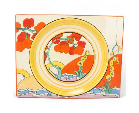 Clarice Cliff for Royal Staffordshire Pottery, Biarritz pattern plate, 26cm x 20.5cm Very good condition, no chips cracks or 