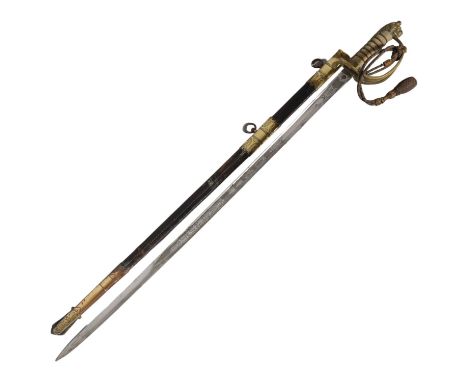 Royal Navy Officer's dress sword, with shagreen and brass hilt, Army & Navy Cooperative Society London, blade inscribed "Pres