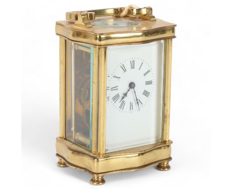 French brass-cased carriage clock, case height 12cm Case and dial in good condition but not seen running.&nbsp; Key included.