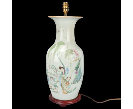 A Chinese porcelain table lamp, height to rim 47cmGood condition 