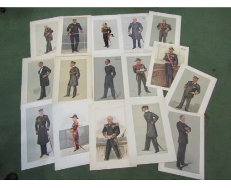A collection of 16 antique colour lithographic prints by Spy (1869-1914), of famous Naval men, Royalty, Admirals and Captains