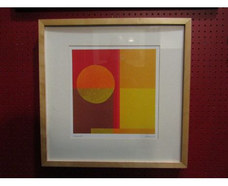 A retro Ikea modern design print "Sunset" framed and glazed, 30cm x 28cm
