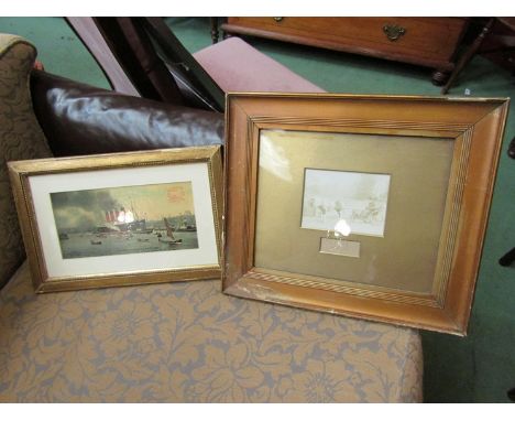 A framed vintage photogrpah produced by The Norfolk Studio, 23 High St, Lynn, of Victorian lady in cart, and a framed print S