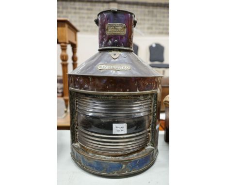 A William McGeoch &amp; Co ship's copper starboard lantern, height 56cm