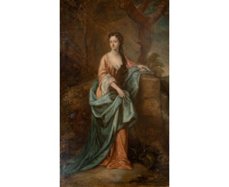 Year: 18th CenturySize: 103" x 63" Medium: OilDescription: Huge 18th century English Old Master portrait of a lady, tradition