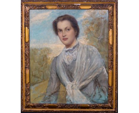 Year: 19th CenturySize: 95cm x 80cmMedium: OilDescription: Fine large 19th Century English portrait of a lady, Francis Wait, 
