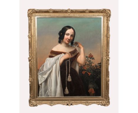 Year: 19th CenturySize: 120cm x 100cmMedium: OilDescription: Fine huge 19th century English School portrait of a young girl, 