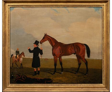 Year: 19th CenturySize: 27" x 23"Medium: OilDescription: Fine large circa 1830 portrait of famous racecourse Archibald with o