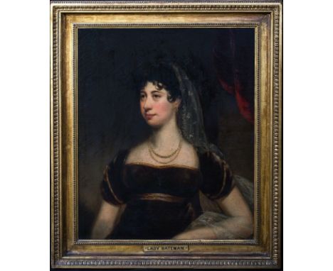 Year: 19th CenturySize: 90cm x 75cmMedium: OilDescription: Large 19th Century portrait of Lady Bateman, oil on canvas. Half l