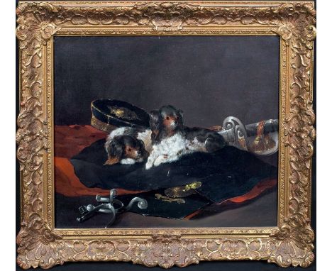 Year: 19th CenturySize: 75cm x 65cmMedium: OilDescription: Fine 19th Century English School portrait of "The Hussars Pets" Ki