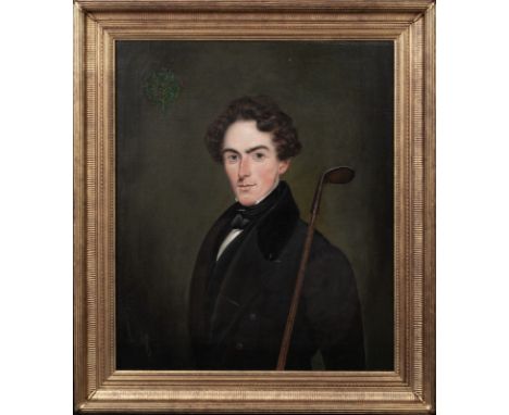 Year: 19th CenturySize: 36" x 31"Medium: OilDescription: Large early 19th Century English School portrait of a gentleman with