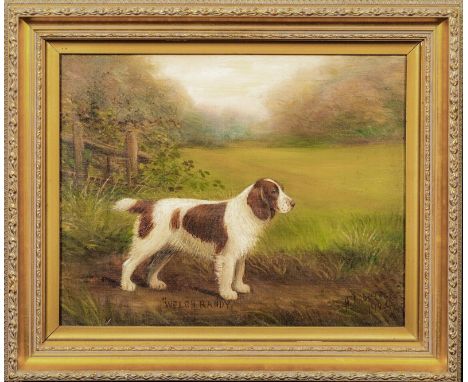 Year: 19th CenturySize: 50cm x 40cmMedium: OilDescription: Fine 1924 English portrait Welsh Randy and Wish Springer Spaniel, 
