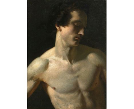 Year: 18th CenturySize: 36" x 28"Medium: OilDescription: Large 18th Century French classical nude study of a male, oil on can