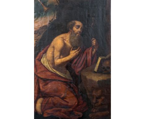 Year: 17th CenturySize: 155cm x 90cmMedium: OilDescription: Fine huge 17th Century North Italian School Saint Jerome in the W