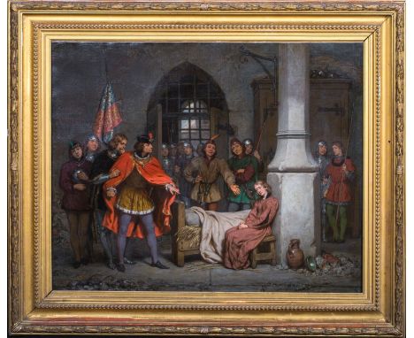 Year: 19th CenturySize: 115cm x 95cmMedium: OilDescription: Fine large 19th Century French prison interior of the trial of Jo