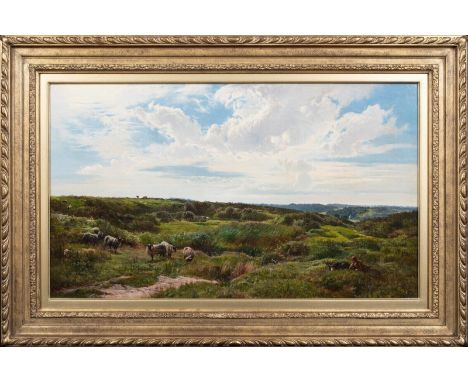 Year: 19th CenturySize: 38" x 26" Medium: OilDescription: Large 19th Century landscape view overlooking Wimbledon Common, oil
