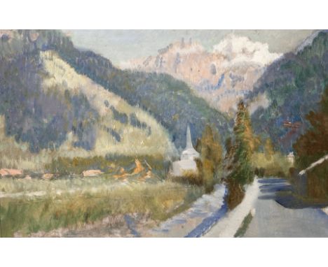 20th Century School : Impressionist continental landscape, oil on board, 37 cm x 57 cm.