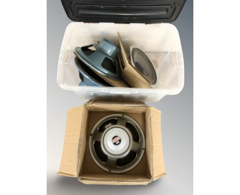  A Celestion Seventy Eighty 12" guitar speaker, Stephens Tru-Sonic 122AX and 120LX 12" speakers, plus another  (1 box)