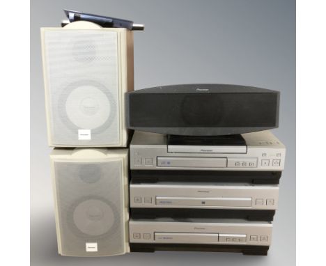 A Pioneer stereo CD receiver XC-L5, surround processor SP-L5 and cassette deck CT-L5, pair of Pioneer S-L5V-A speakers, and a