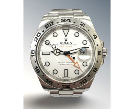 A gent's stainless steel Rolex Explorer II automatic centre seconds calendar wristwatch, ref. 216570, serial number G443274, 