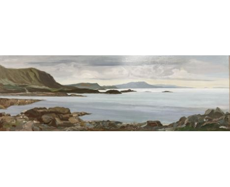 Anthony Procter (British, 1913-1993) : Across The Sound of Jura, oil on board, signed at bottom right, 40 cm x 114 cm, with e