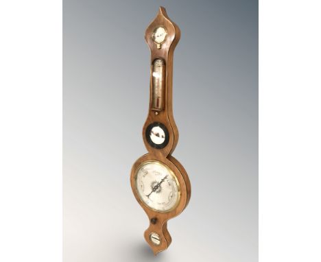 A walnut banjo barometer signed Chenery, Bungay, length 95 cm 