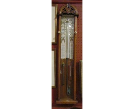 A late 19th Century admiral Fitzroy's barometer in oak case