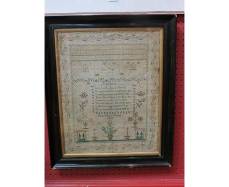 A sampler entitled 'Exhortation' by Betsey Maria Morgan dated 1837, 41 x 32cm