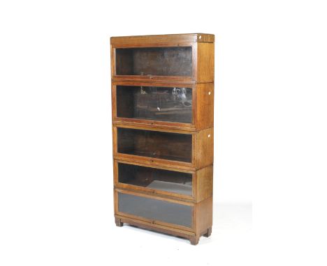 A Globe-Wernicke Classic no 212 1/4 bookcase. With five-section glazed front oak floor standing collectors cabinet, H16cm8 x 