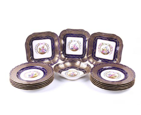 A collection of 19th century Spode Copeland's china. Retailed by T. Goode & Co, comprising ten plates, three square dishes an